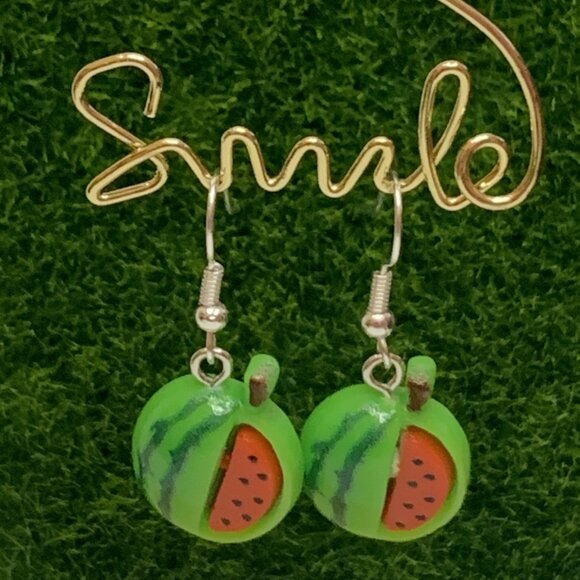 Watermelon Earring, Summer Earring, Funny Food Earring, Fruit Earring, Gift Idea - Picture 7 of 7